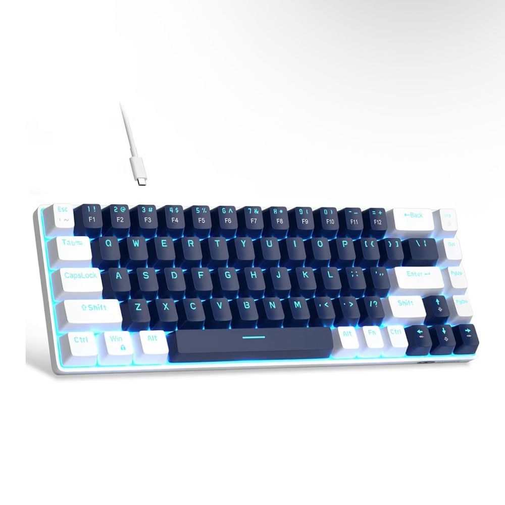 MageGee White & Navy Compact Mechanical Keyboard